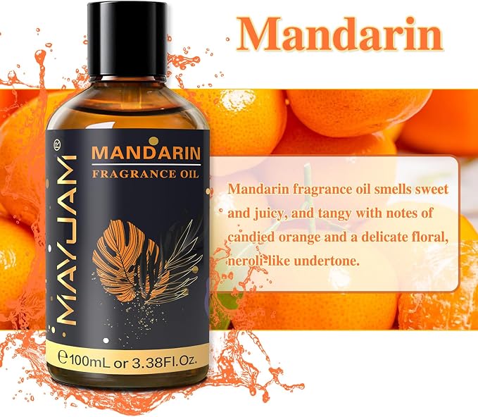 MAYJAM 100ML/3.38FL.OZ Mandarin Fragrance Oils with Glass Dropper, Essential Oils for Diffusers for Home, Long Lasting Scented Oils for Diffusers Soap Candle Making