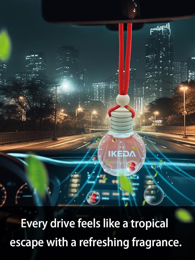 Ikeda Car Air Freshener: Hanging Car Smell Air Freshener | 10ml Hanging Car Perfume | Long Lasting Fragrance | Strong Scents Diffuser for Auto Home (Berry)