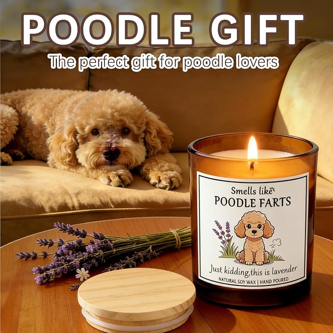 Poodle Gifts & Decor - Dog Lovers Gifts for Women Smells Like Poodle Farts Candle|Crafted by Natural Soy Wax Lavender Scented Candle for Women ecoration for Christmas Birthday
