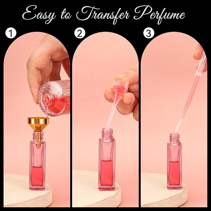 10pcs Perfume Refill Tool Kit,Plastic Perfume Dispenser Transfer Tools,Travel Refill Tool Set for Liquid Cologne Fragrance Sample Essential Oils (Golden, 10ml/10pcs)
