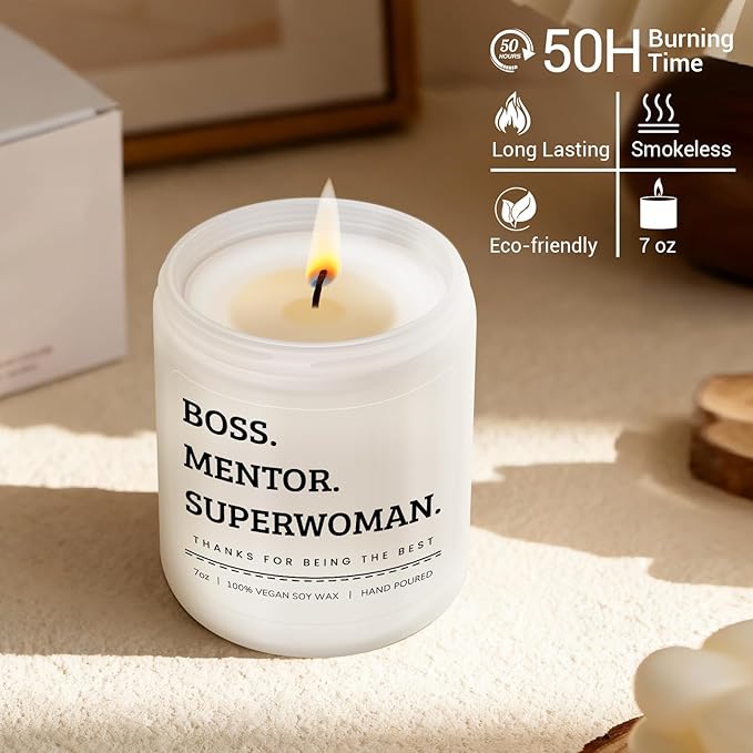 Boss Lady Appreciation Gifts for Women, Leader, Manager, Work Bestie, Friend, Co-Worker - 7 Oz Lavender Scented Candle for Bosses Day