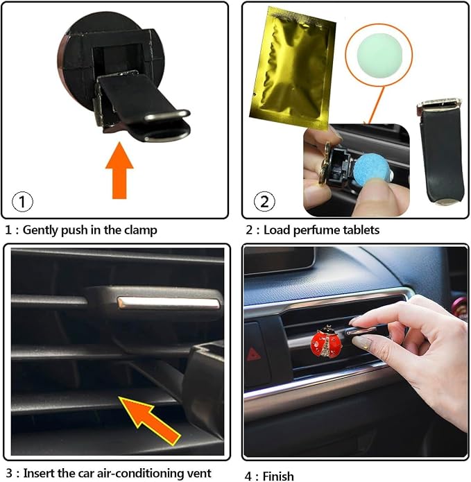 Car Air Freshener Women Car Vent Clips Decorations 2 PCS Cute Ladybug Car Interior Accessories Car Vent Diffuser Ladybugs Gifts For Woman