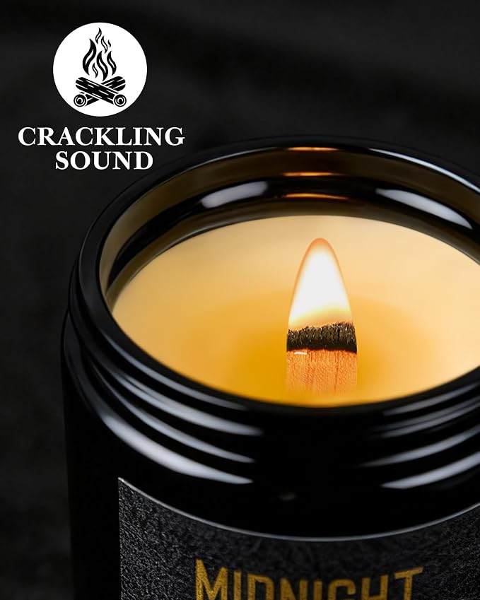 Wood Wick Scented Candles 4 Pack Candles for Home Scented 200 Hour Burn | Scented Candles Gift Set, Mahogany/Smoked Vanilla/Midnight Jasmine/Sandalwood Scented Candles, Men Women Birthday Gifts