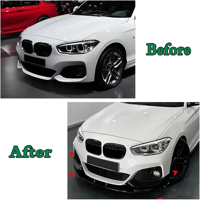 Front Bumper Lip Splitter Diffuser Body Kit Spoiler Guard Accessories For BMW 1 Series F20 F21 LCI M-Sport 2015-2019 MP(Gloss Black Lip)
