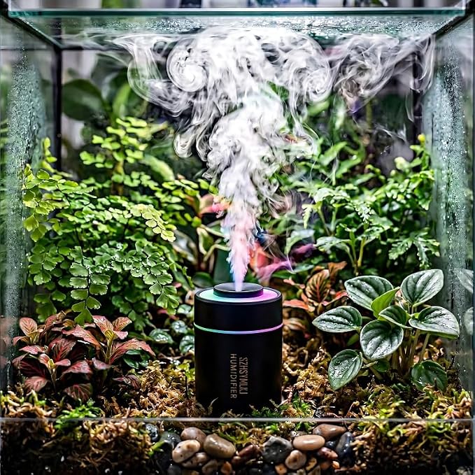 Mini Humidifier - 7-Color LED Night Light, 2-in-1 Aroma Diffuser & Humidifier, USB Portable, 4H/8H Timer, Safe Auto Shut-Off, Ideal for Home Office Car Gift (black, 2.8 * 2.8 * 4.1)