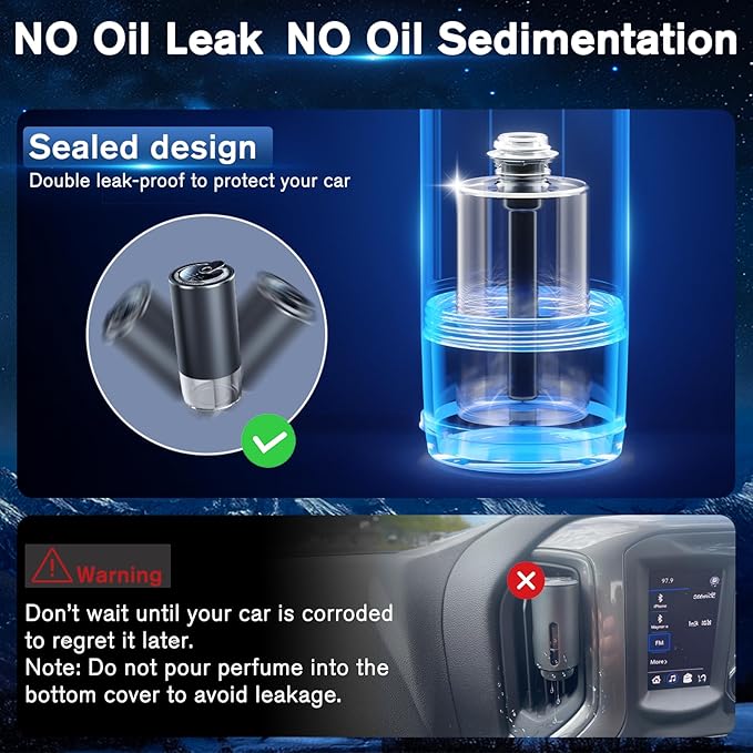 Smart Car Air Freshener Diffuser with Starry Sky Projection, 50ml/1.8OZ Perfume Car Diffuser, 6 Months Long-Lasting Fragrance, RGB Music-Sync Lights, Intelligent Auto On/Off, 3 Modes, Cologne