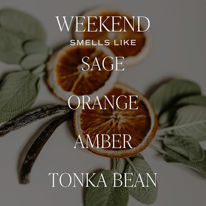 Sweet Water Decor Weekend Candle - Sage, Orange, Amber, Tonka Bean Scented Soy Masculine Candles for Home - 15oz Tan Jar, 70+ Hour Burn Time, Made in The USA