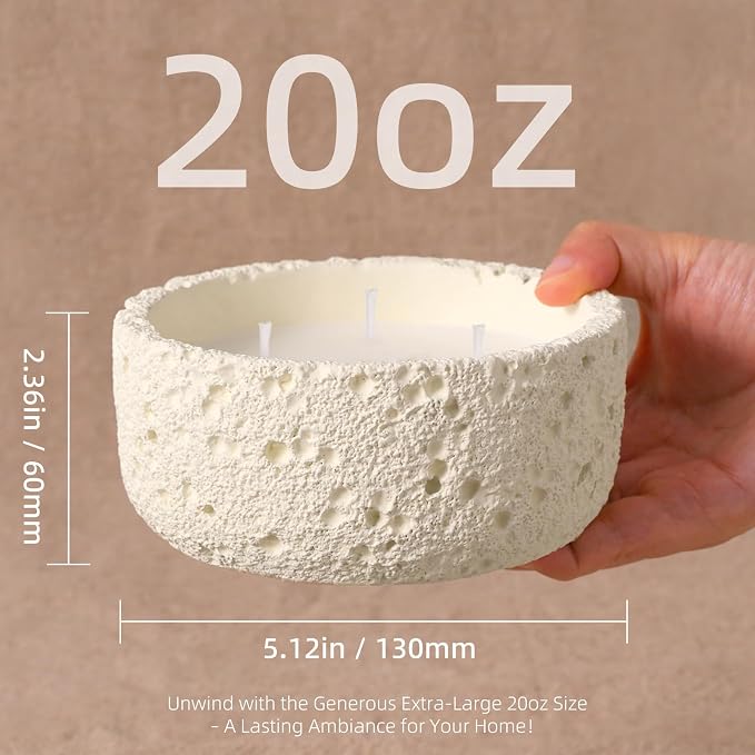 Viyffo Large 20oz Scented Candle – Creamy Vanilla, 3 Wick Non Toxic Soy Candles for Women & Men, Matte Ivory White Ceramic Jar Perfect for Home Fragrance, Elegant Room Décor & Premium Gift