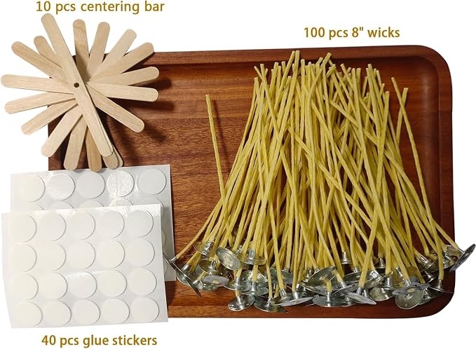 Candle Wicks 100 PCS 8 inch Hemp Candle Wicks 2.5mm Organic Beeswax Candle Wicks for Candle Making Candle Wick for Butter Candle Hemp Candle Wick