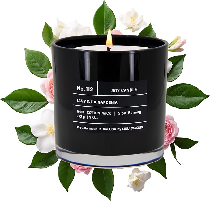 Lulu Candles | Jasmine & Gardenia | Smells Floral | Luxury Scented Soy Jar Candle | Hand Poured in The USA | Highly Scented Long Lasting (9 Oz.)…