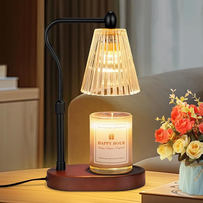 Candle Warmer Lamp, with Timer and Dimmer, Adjustable Height, Christmas Birthday Gifts for Women Mom, House Warming Gifts, Home Decor, Thanksgiving Decor,Wax Warmer for Scented Jar Candles (Brown)