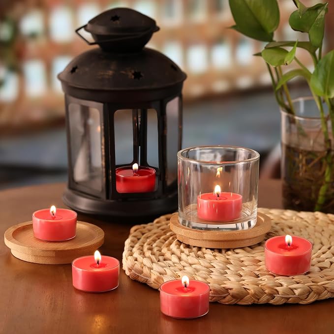Scented Tea Lights Candles, Wisper of Rose, 16 Pack – Red Scented Tealight Candles– 100% Palm Wax – 6 Hour Burn Time Aromatherapy Tea Light Votive Candle for Dinner, Bedroom, Spa