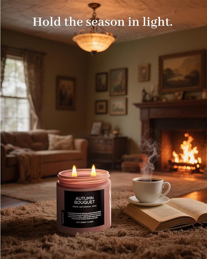 M&SENSE Orchid Jasmine Scented Valentine Candles, 70 Hours Burn Time 2 Wicks Large 11.6oz Natural Soy Wax Clean Non Toxic Candle for Holiday Birthday Gifts