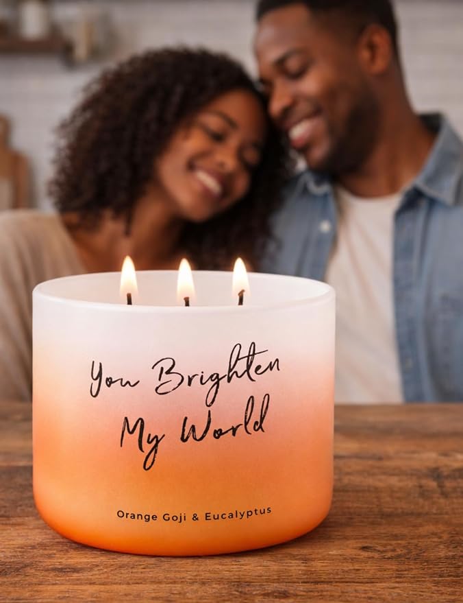 Orange Goji Eucalyptus Scented Soy Candle | Large 3-Wick Candle for Home, 15.8 oz | Citrus & Eucalyptus Aromatherapy Candle | Birthday & Thank You Gifts for Women | Candles for Women & Men