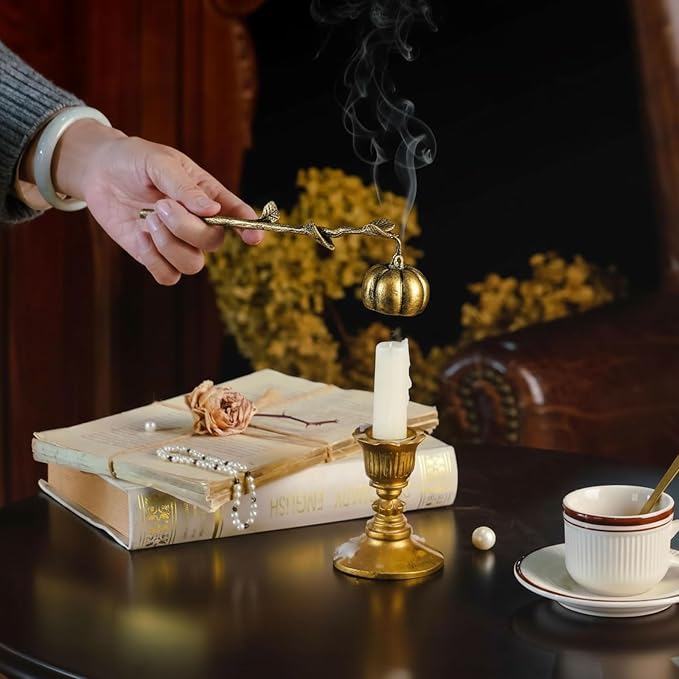 AIM & GGKK Candle Snuffer, Candle Snuffer Extinguisher with Long Handle,Retro Style Wick Flame Snuffer for Putting Out Candle Flame Safely,Pumpkin Candle Snuffers Accessory for Candle Lovers