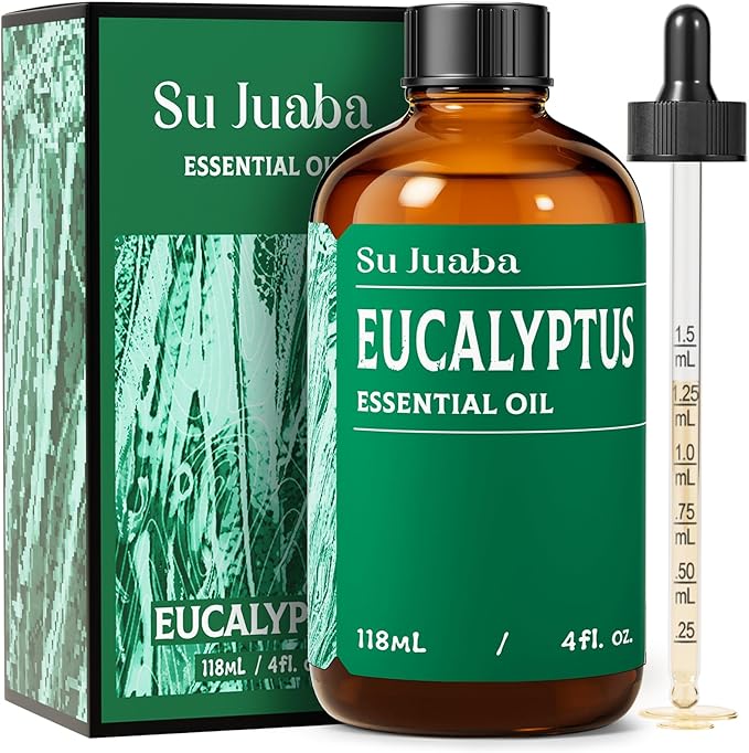 SU JUABA Eucalyptus Essential Oil 4 Fl Oz, for Hair Care, Diffuser, Skin Care, Shower, Aromatherapy - 118ML