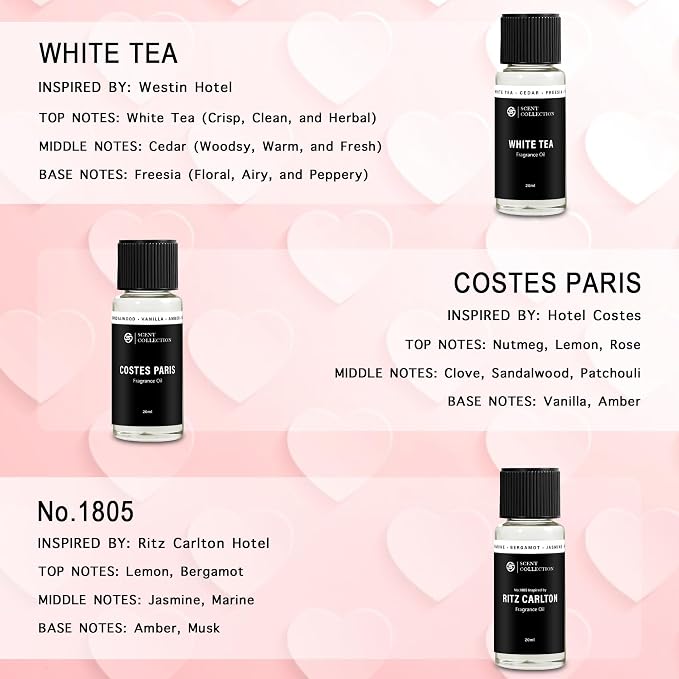 Hotel Diffuser Oil Set-Top 10 Scents 20ml/0.68fl oz Inspired by 5-Star Hotels - Gift Set for Diffuser & Room Scenting - Aromatherapy Oils with Notes of Cardamom, Tuscan Leather, and Sandalwood