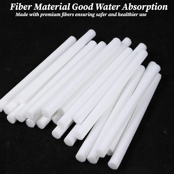 50PCS Humidifier Stick Filter Refill, 0.3"×4" Mini Air Diffuser Pure Wicks Universal Cotton Replacement Wicks for Small Portable Humidifier Diffuser in Office Bedroom Home