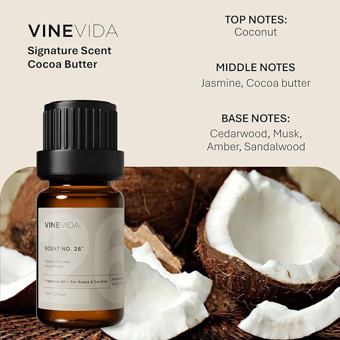 VINEVIDA [0.33oz] Cocoa Butter Fragrance Oil for Candle Making and Soap Making - Premium Candle Scents for Soy Candles