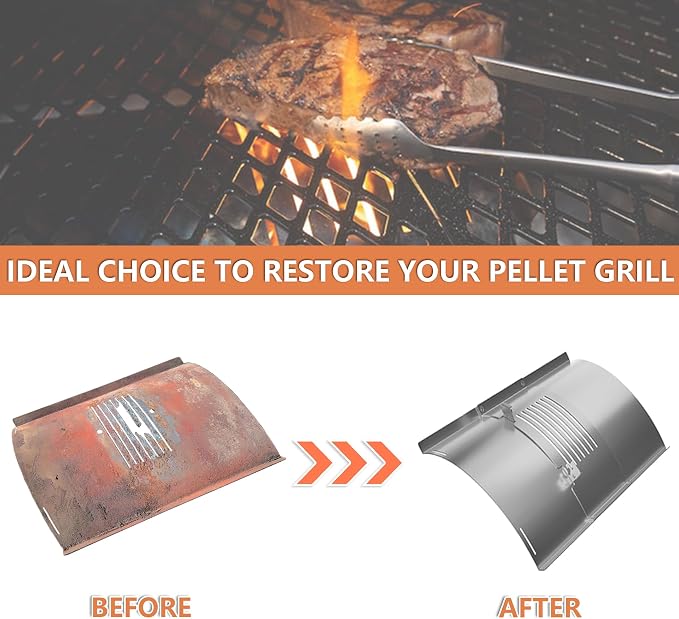 Flame Broiler Slide Cover and Bottom for Pit Boss Replacement Parts in PB700 Series Pellet Grills -PB700FB, PB1000PL(Laredo1000) ect. & Heat Deflector/Diffuser for Pit Boss Pellet Smoker Accessories