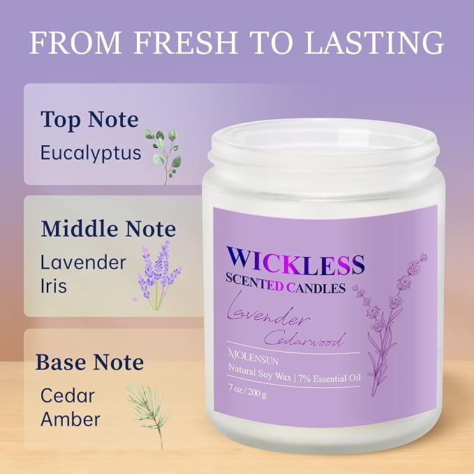 Lavender Cedarwood Wickless Candle for Candle Warmer Lamp with 10ml Essential Oil for Custom Aroma, Flameless Non-Toxic Soy Scented Candle for Home, Mother's Day or Birthday Gift for Women & Men
