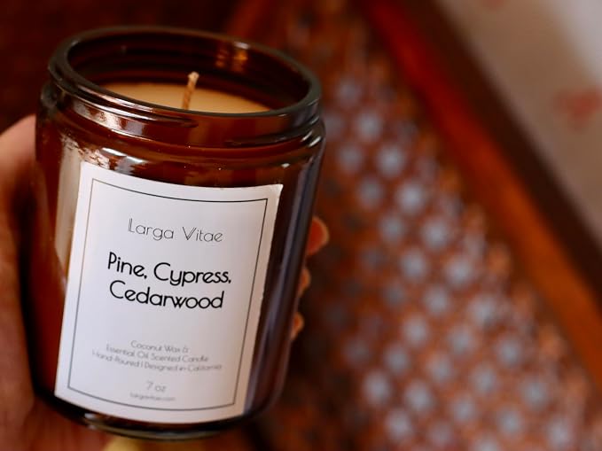 Organic Coconut Wax Aromatherapy Candle | Pine, Cypress & Cedarwood | Non-Toxic, Pet Safe, Allergy Friendly | Phthalate Free | Zero Waste Sustainable Gift