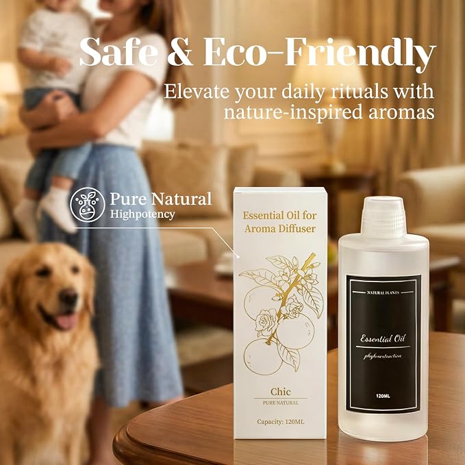 4.06 fl oz (120mlx2) Diffuser Oil for Home Fragrance Diffusers, Plant-Based & Alcohol-Free, Essential Oil for Bedroom, Bathroom, Office, Car (Jasmine+Rose)