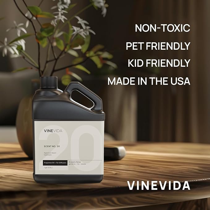 VINEVIDA [128 Fl Oz] Cashmere Fragrance Oil for Cold Air Diffusers, Essential Oils for Diffuser Oil Refill & Air Freshener Room Spray