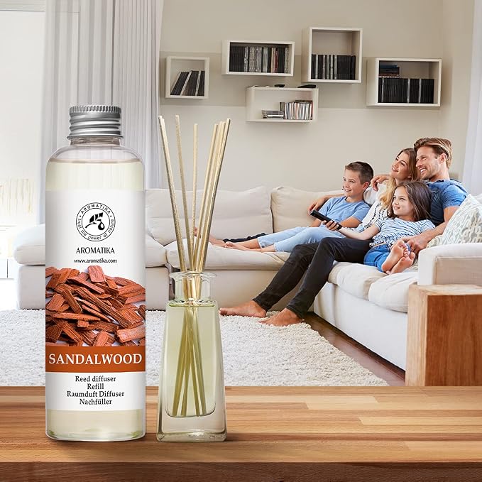 Reed Diffuser Refill Sandalwood 6.8 Fl Oz - 200ml - Room Diffuser Refill - Home Fragrance - Scented Diffuser - Fresh Fragrance - Aromatherapy - Air freshener - Fresh and Long Lasting Fragrance