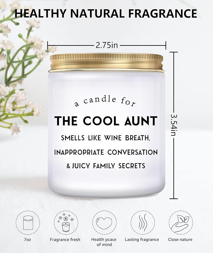 Cool Aunt Lavender Candle Gifts: Funny New Aunt Birthday Gifts from Niece Nephew Best Aunty Ever Christamas Day Gift 7oz