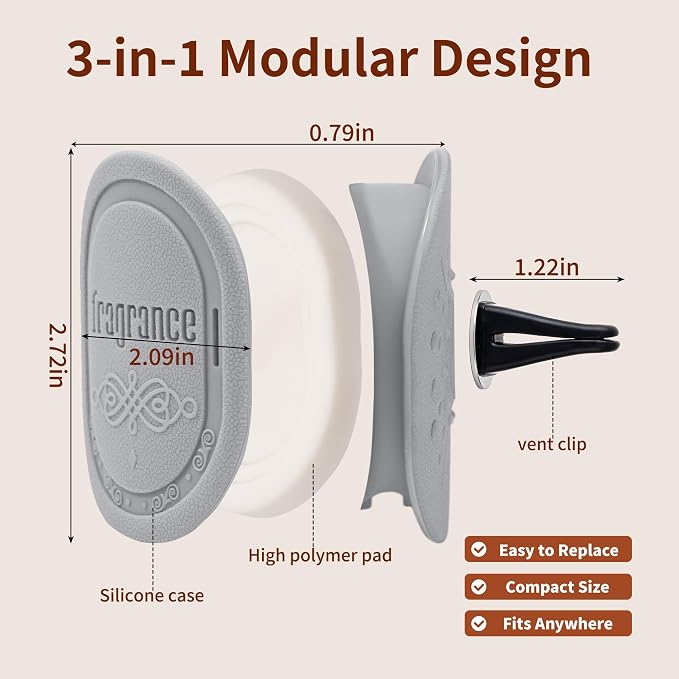 Strong Scent Car Air Freshener, Car Diffuser, Made from Natural Essential Oils, Slow Emission & Long Lasting, Refresh & Air Purifying, Non-toxic, Replaceable, SDS/SGS Certified, 1 Pack