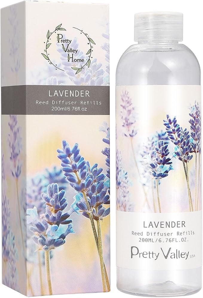 Lavender Diffuser Oil, Reed Diffuser Refill Floral Essential Oil Natural Scented Home Fragrance for Bathroom, Bedroom, Office Decor 200ml (6.76oz)