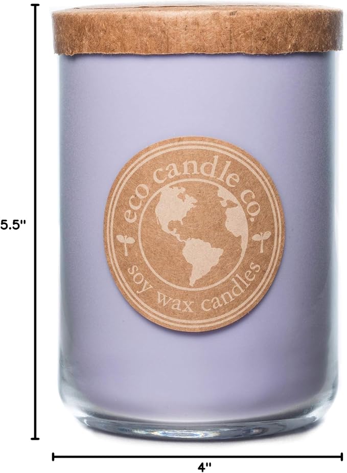 ECO CANDLE CO. Recycled Candle, Lavender Lemon, 26 oz. - Scents of Lavender & Lemons - 100% Soy Wax, No Lead, Kraft Paper Label & Lid, Hand Poured, Phthalate Free, Made from Midwest Grown Soybeans