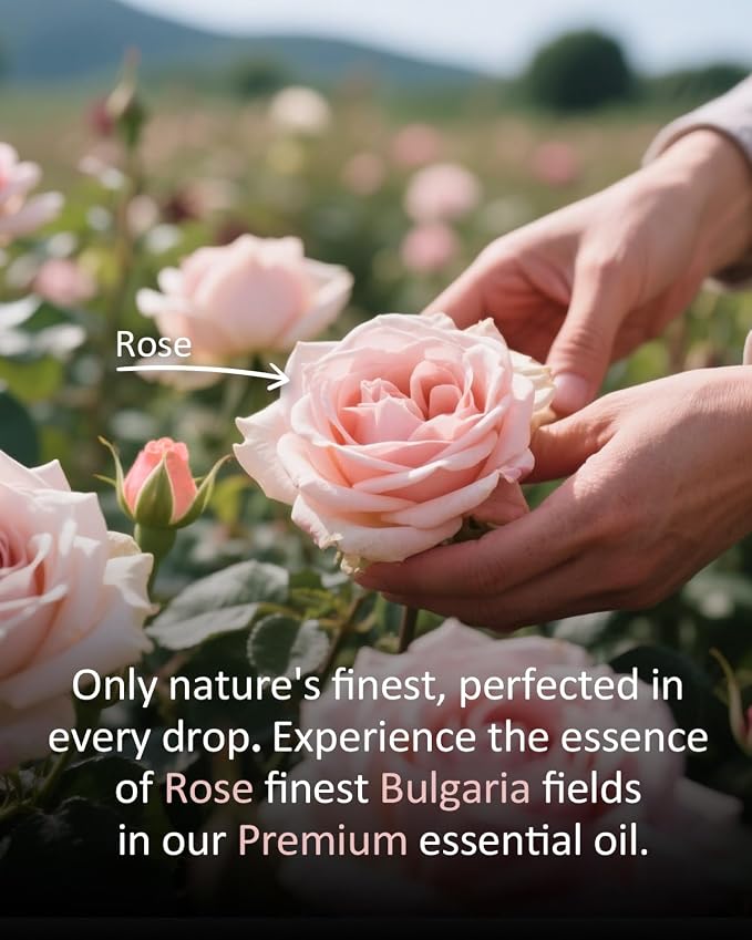 Rose Essential Oil 1 fl oz – 100% Natural from Bulgaria, Pure Floral Scent for Water Diffuser, Massage, Hair & Skin Care, DIY Candle & Soap Making Fragrance