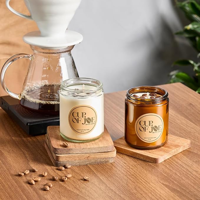 9 oz Coffee Scented Candle, Fresh Espresso Candle, Macchiato Coffee Candles, Large Jar Candles for Women, Gift for Men and Women, Amber Glass