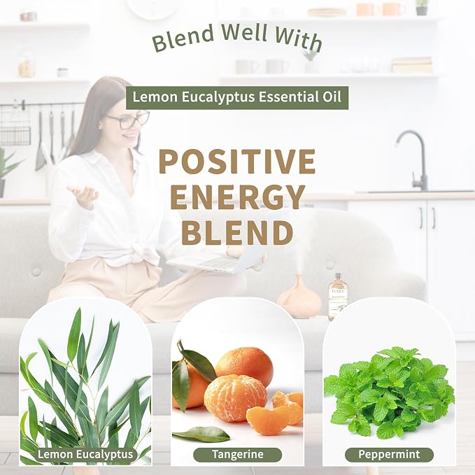EUQEE Lemon Eucalyptus Essential Oil Pure Lemon Eucalyptus Oil, Large Capacity Essential Oil with Glass Dropper for Diffuser, Candle Making - 118ml / 4 Fl.Oz