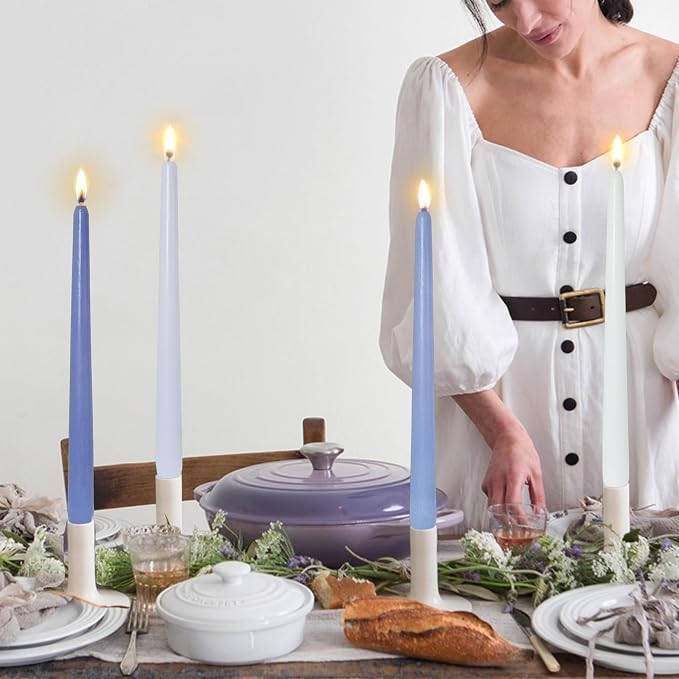 Candlesticks Long Taper Candle,Sea Salt Scented 10 Inches Gradient Blue Candle Sticks Smokeless Tapered Candles for Home Décor Holiday Gifts