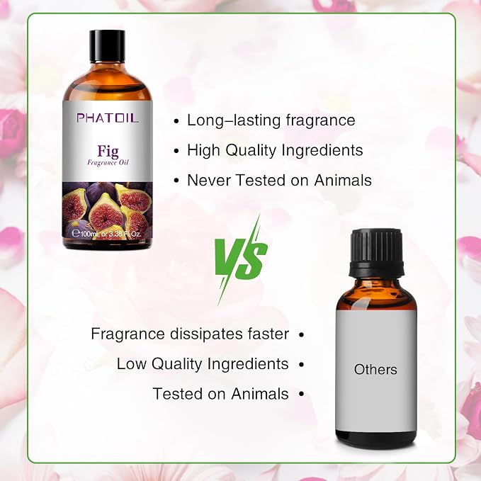 PHATOIL 3.38FL.OZ Fig Fragrance Oils for Aromatherapy, Essential Oils for Diffusers for Home, Perfect for Diffuser, Yoga, Skin Care, DIY Candle and Soap Making - 100ml
