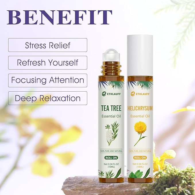 Essential Oils Roll On Set -Aromatherapy Oil with Roller Ball,Essential Oils Blends for Skin - Relaxation Gift for Women and Men