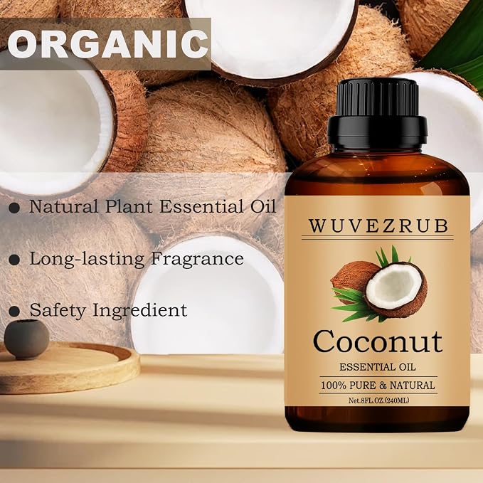Coconut Essential Oil 240ML - 100% Pure and Natural for Aromatherapy Diffuser - 8 Fl Oz