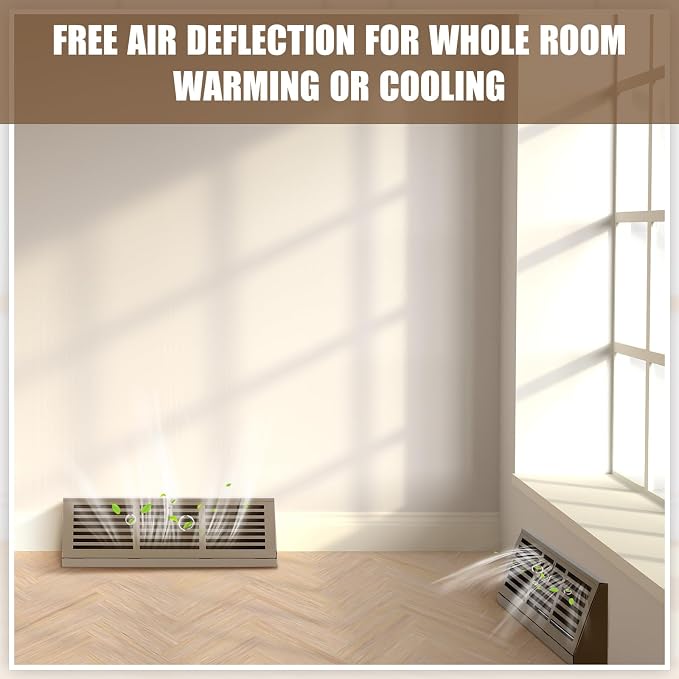 Yaocom 2 Pcs 18 Inch Baseboard Register Duct Opening Size Vent Covers for Home Floor Diffuser Wall Corner Baseboard Air Covers Floor Diffuser Including Screws Easy Installation(Brown,Stripes)