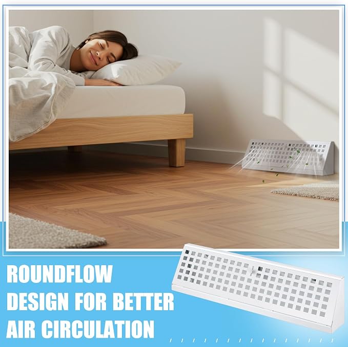 Yaocom 2 Pcs 18 Inch Baseboard Register Duct Opening Size Vent Covers for Home Floor Diffuser Wall Corner Baseboard Air Covers Floor Diffuser Including Screws Easy Installation(White, Plaid)