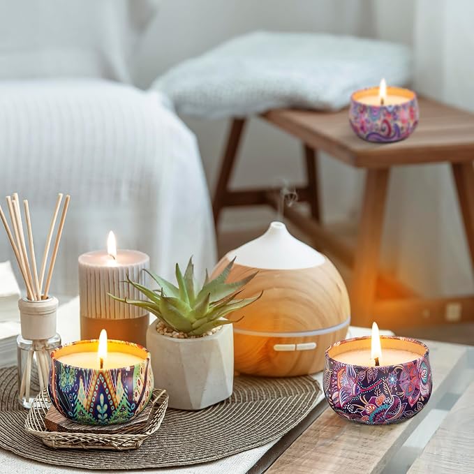 Hausware 3 Pack Scented Candles, 2.5 oz Aromatherapy Candles with Floral Scents,Soy Candles Set with 72H Burning Time,Ideal Gift for Women (Lavender+Vanilla+Rose)