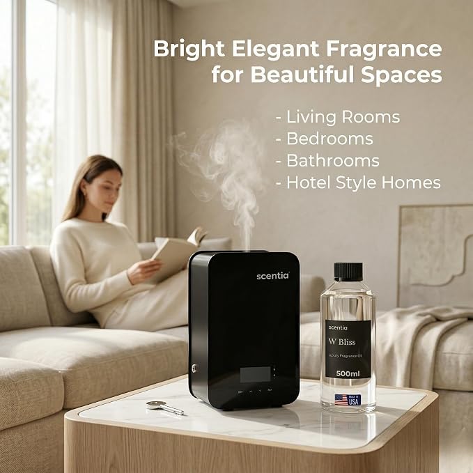 Scentia W Bliss (W Magic) Diffuser Oil for HVAC Scent Machine – Hotel Fragrance Inspired by W Hotel – 500 mL – Bergamot, Lemongrass & Jasmine Oil for Commercial & Cold Air Diffusers, Made in USA