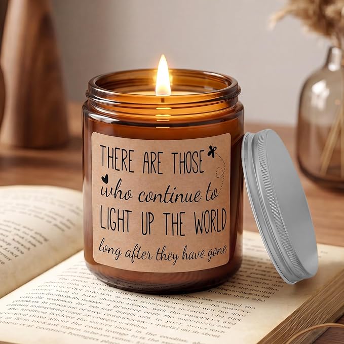 MULCHUM Lavender Scented Candle, Memorial Gift for Loss of Loved One, Relaxing Natural Soy Wax Jar Candle for Sympathy Gift Stress Relief, 7oz 45 Hours Long Lasting Burn