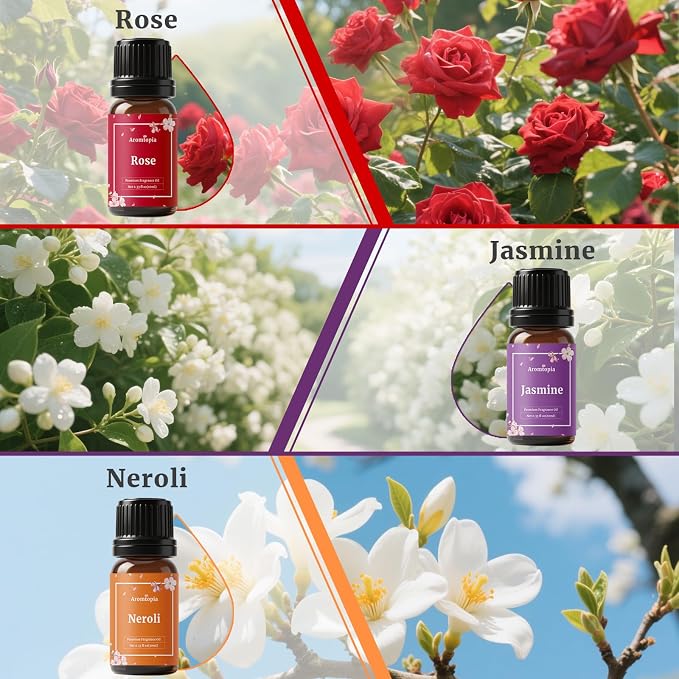 Floral Essential Oil Set, Fragrance Oils for Diffuser, Soap, Candle Making | IFRA Certified, 10ml* 6 Premium Diffuser Essential Oils