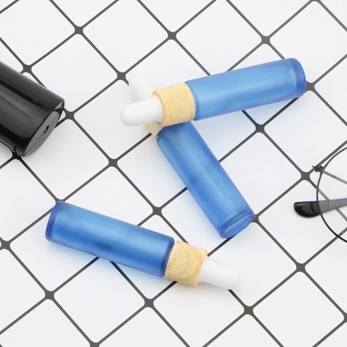 Ellbest 10ml Essential Oil Glass Dropper Bottle 10pcs Colorful Glass Bottles with Eye Dropper for Travel, Leak-Proof Refillable Mini Sample Vials with Funnels & Dropper (Matte Navy Blue)