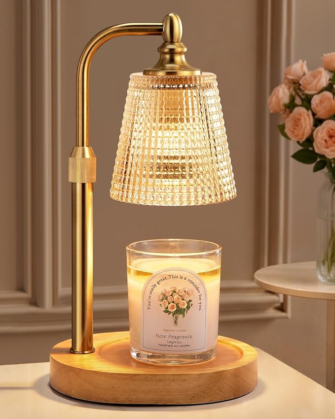 Hong-in Candle Warmer Lamp with Timer Dimmer, Birthday Gifts for Women, House Warming Gifts for New Home, Vintage Room Decor, Adjustable Height Candle Lamp, Wax Warmer for Scented Jar Candles