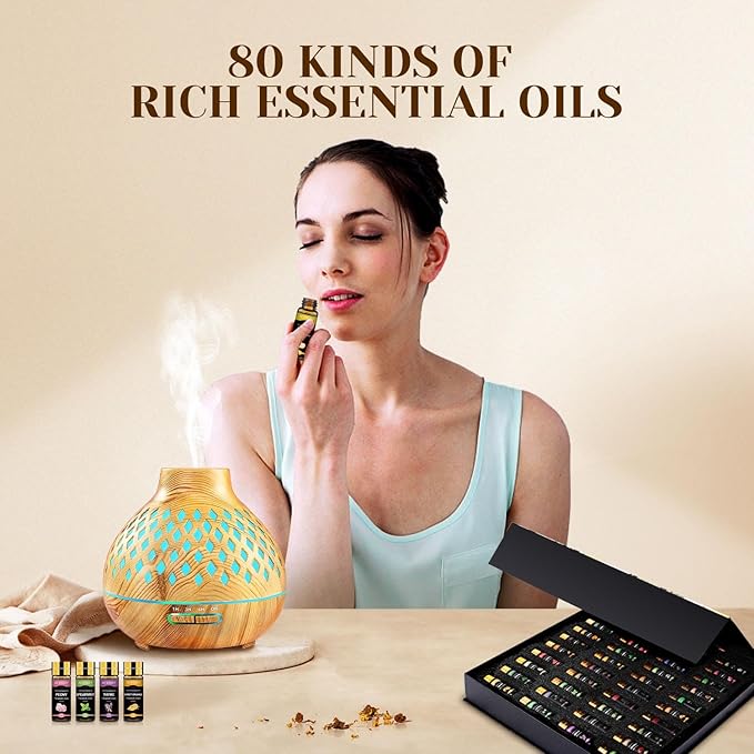 Essential Oil Set 80 Pcs,100% Natural Essential Oils Kit, Perfect for Diffuser, Humidifier, Massage, Soap, Candle Bath Bombs Making, 80 * 5ML(0.17oz), Valentine's Gift for Lover