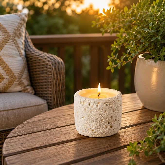 Viyffo 6oz Citronella Candle Outdoor, Small Citronella Candle Indoor, Candles for Home Scented, Non Toxic Soy, Ivory White Ceramic Jar for Patio, Backyard Décor & Camping Gift (12+ Hours Burn)